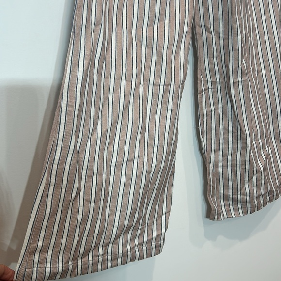New Chaser x Revolve Wide leg linen blend striped beach pants tan/blue/egg shell - Picture 10 of 11